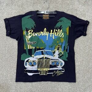 Cotton Hills T-Shirt Mens L Black Beverly Hills Rolls Royce Studded Vintage 90s